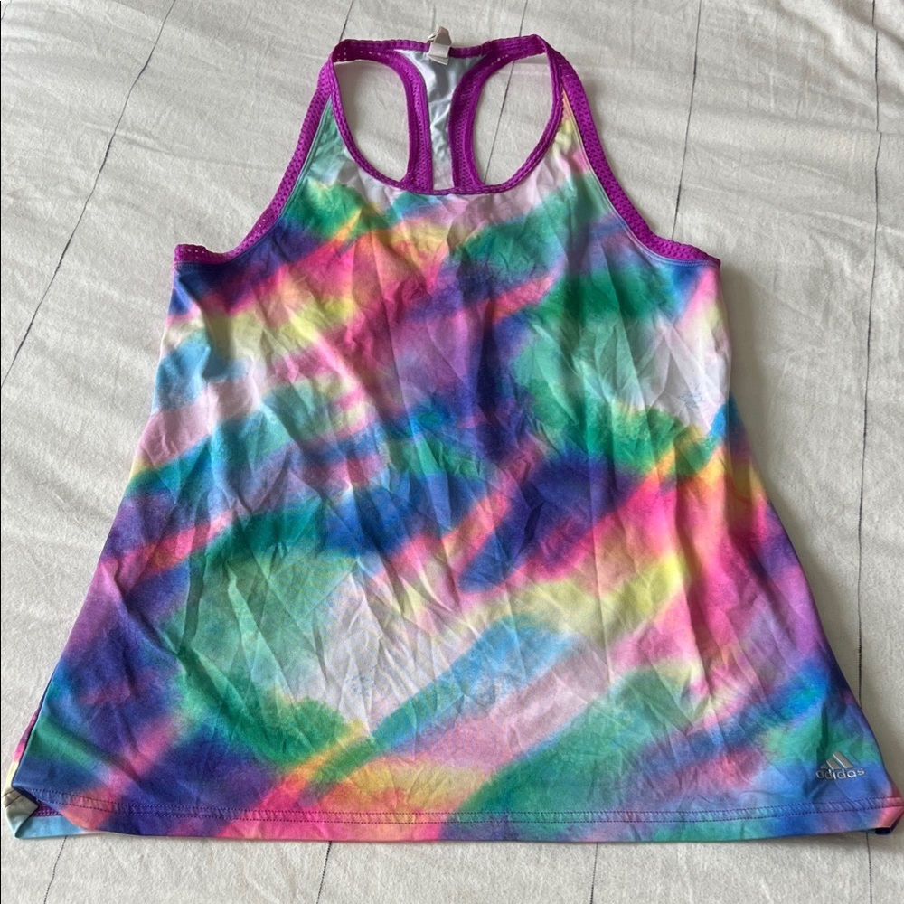 Y2K Adidas Women's Vibrant Tie-Dye Tank Top